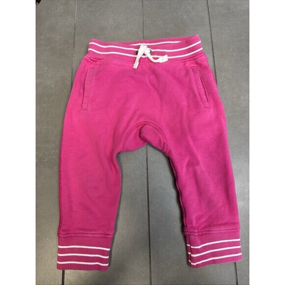 Hanna Andersson Girls Pull On Sweatpants Pants Pink Pockets Stretch Waist Cotton - Picture 1 of 5